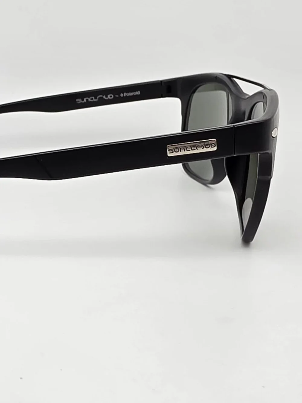 Suncloud Tabor Black Frame Polarized Grey/Green Lens Aviator Sunglasses w/ Case